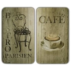 Set 2 Couvre-plaques Protection Motifs Bistrot -Joseph Joseph || Peugeot Soldes Magasin 62327 1 4 Set 2 couvre plaques protection motifs Bistrot Wenko by Maximex