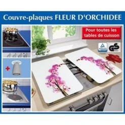 Set 2 Couvre-plaques Protection Motifs Orchidée -Joseph Joseph || Peugeot Soldes Magasin 62346 2 1 Set 2 couvre plaques protection motifs Orchidee Wenko by Maximex