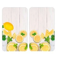 Set 2 Couvre-plaques Protection Motif Citrons -Joseph Joseph || Peugeot Soldes Magasin 62386 1 3 Set 2 couvre plaques protection motif Citrons Wenko by Maximex