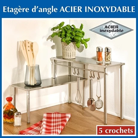 Étagère Angle 2 étages En Acier Inoxydable 5 Étagère Angle 2 étages En Acier Inoxydable – Image 3
