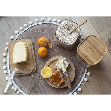 Beurrier Verre Bambou Avec Couteau 4 Beurrier Verre Bambou Avec Couteau – Image 2